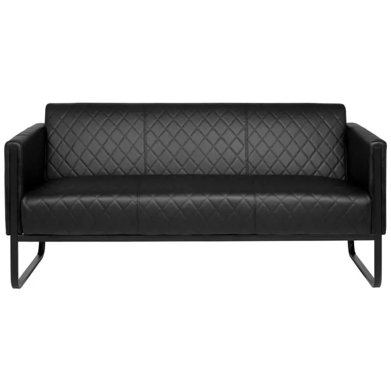 Dreisitzer-Sofa in Lederlook Schwarz