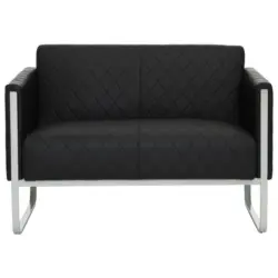 Zweisitzer-Sofa in Lederlook Schwarz, Hellgrau