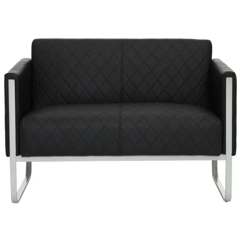 Zweisitzer-Sofa in Lederlook Schwarz, Hellgrau