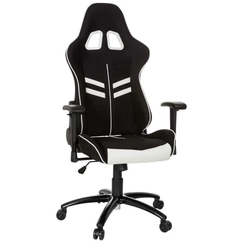 Gamingstuhl in Flachgewebe Schwarz, Weiß