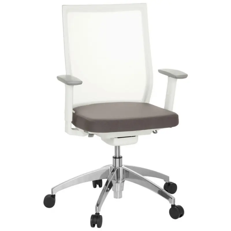 Drehstuhl in Netzbespannung, Flachgewebe Grau, Weiß