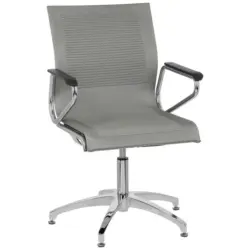 Besucherstuhl in Netzbespannung Grau, Chromfarben