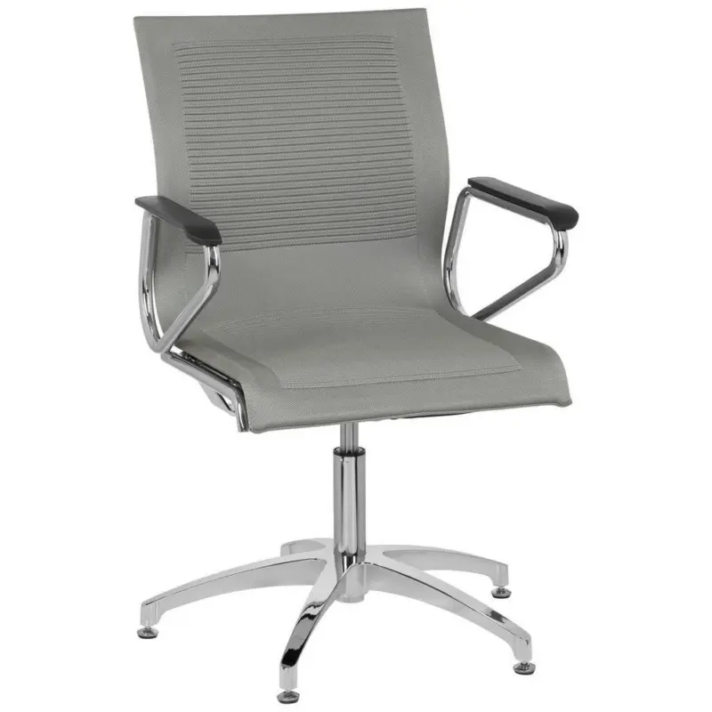 Besucherstuhl in Netzbespannung Grau, Chromfarben