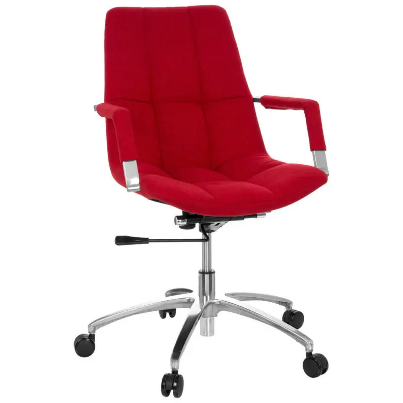 Drehstuhl in Flachgewebe Rot, Silberfarben