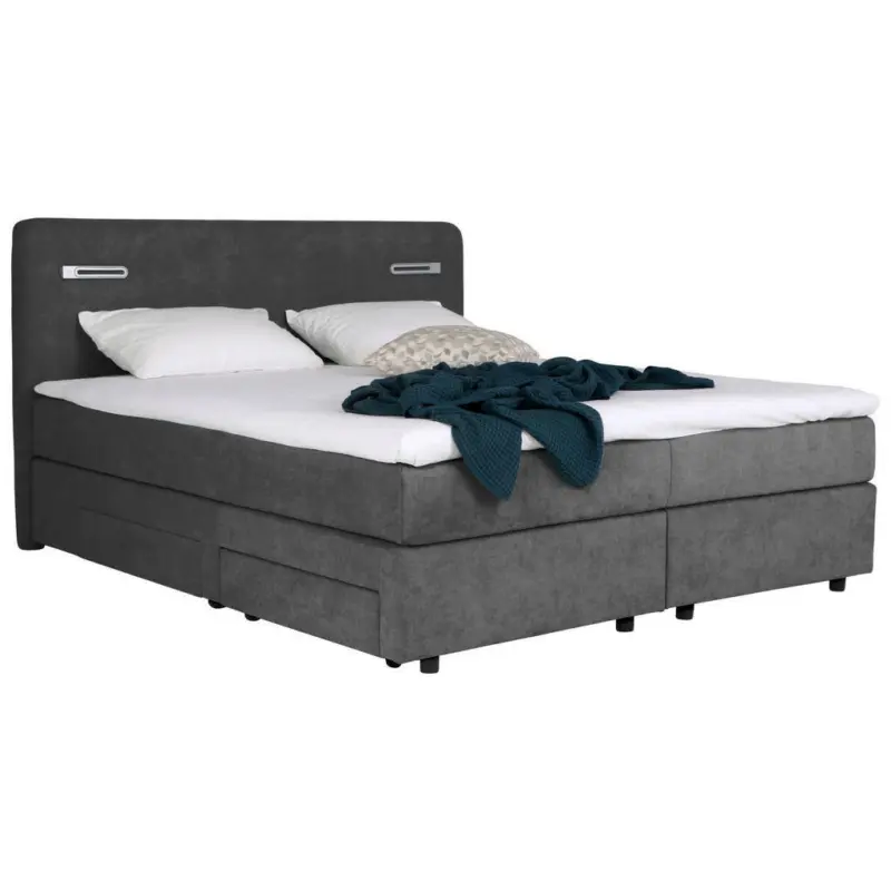 Boxspringbett 180/200 cm in Dunkelgrau
