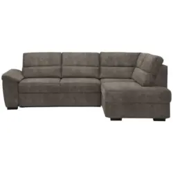 Ecksofa in Lederlook Hellbraun