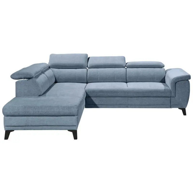 Ecksofa in Mikrovelours Blau