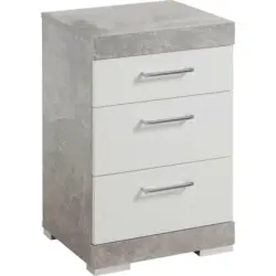 Nachtkästchen in Grau, Weiß Hochglanz