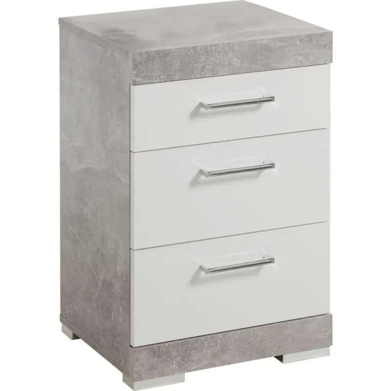 Nachtkästchen in Grau, Weiß Hochglanz