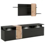 XXXLutz Lauterach - Ihr Möbelhaus bei Bregenz Wohnwand 255/182/52 cm in Schwarz, Eiche Artisan