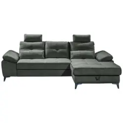 Ecksofa in Mikrovelours Anthrazit