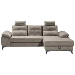 Ecksofa in Mikrovelours Sandfarben