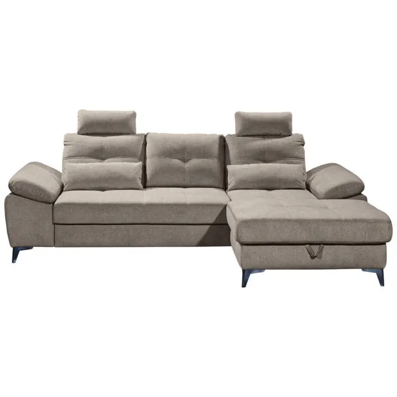 Ecksofa in Mikrovelours Sandfarben