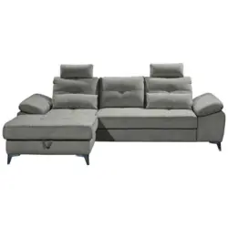 Ecksofa in Mikrovelours Grau
