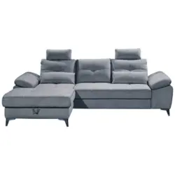 Ecksofa in Mikrovelours Blau