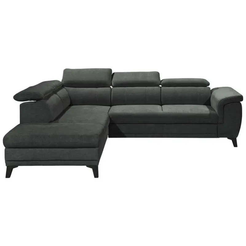 Ecksofa in Mikrovelours Anthrazit