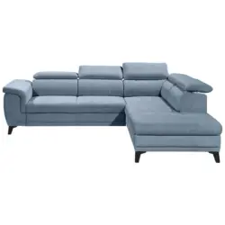 Ecksofa in Mikrovelours Blau