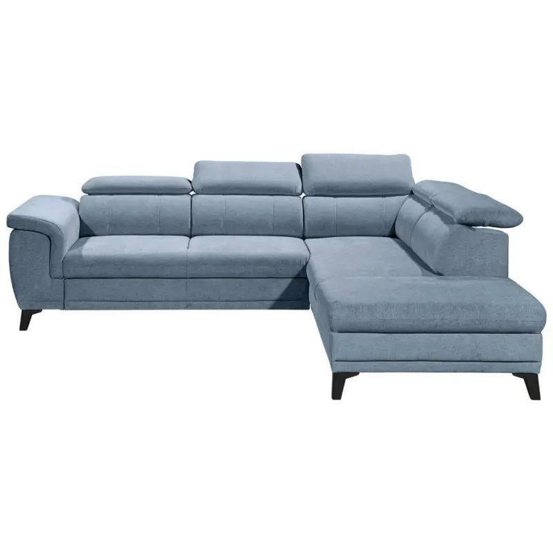 Ecksofa in Mikrovelours Blau