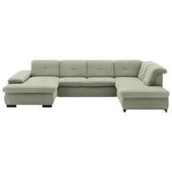 Wohnlandschaft in Webstoff Gr&uuml;n