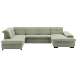 Wohnlandschaft in Webstoff Gr&uuml;n