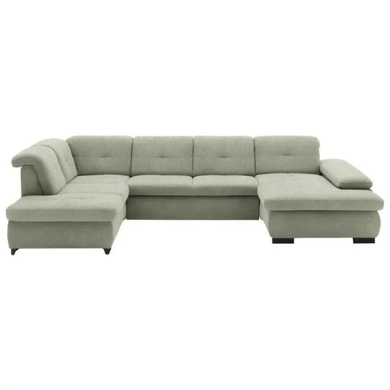 Wohnlandschaft in Webstoff Gr&uuml;n