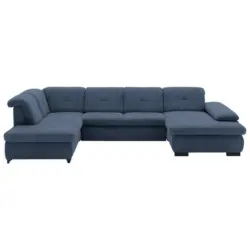 Wohnlandschaft in Webstoff Blau