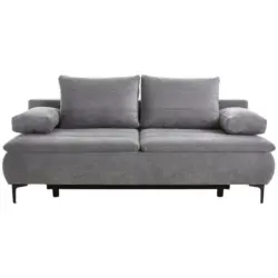 Boxspringsofa in Flachgewebe Grau