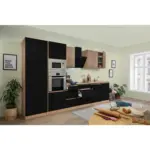 XXXLutz Lauterach - Ihr Möbelhaus bei Bregenz Küchenblock 345 cm in Eichefarben, Schwarz Hochglanz