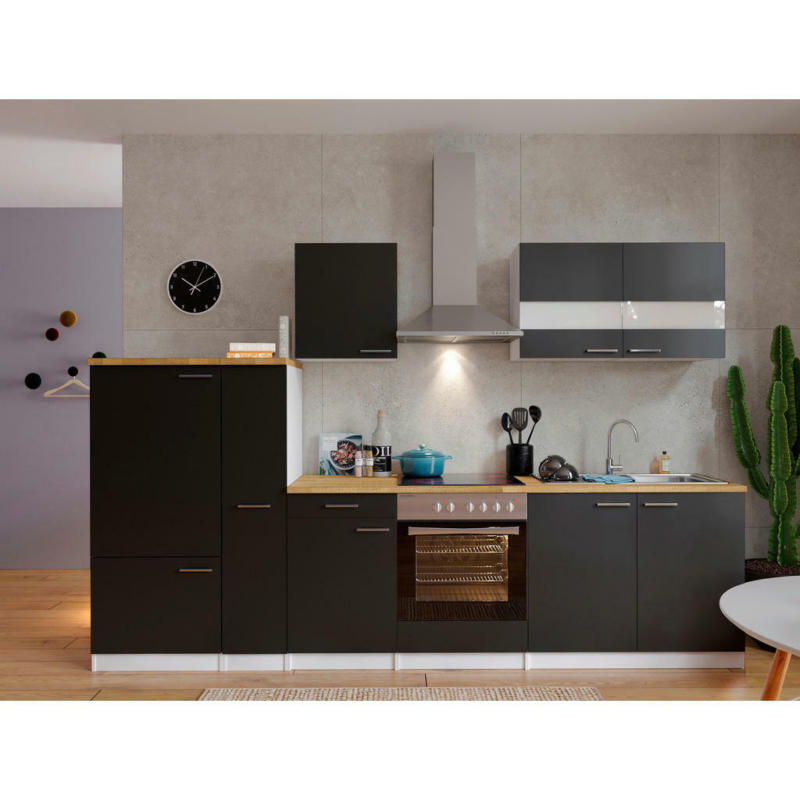 Küchenblock 300 cm in Schwarz