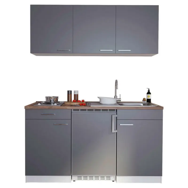 Miniküche 150 cm in Grau