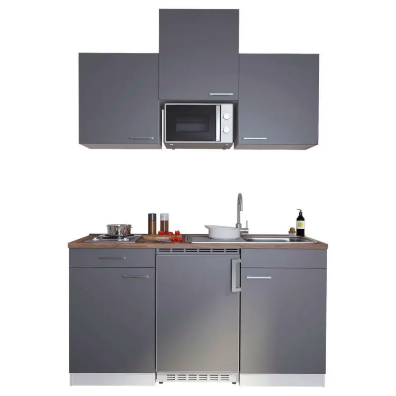 Miniküche 150 cm in Grau
