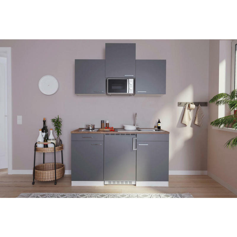 Miniküche 150 cm in Grau