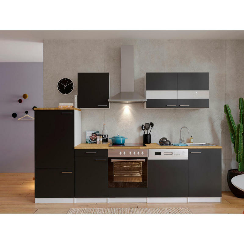 Küchenblock 280 cm in Schwarz