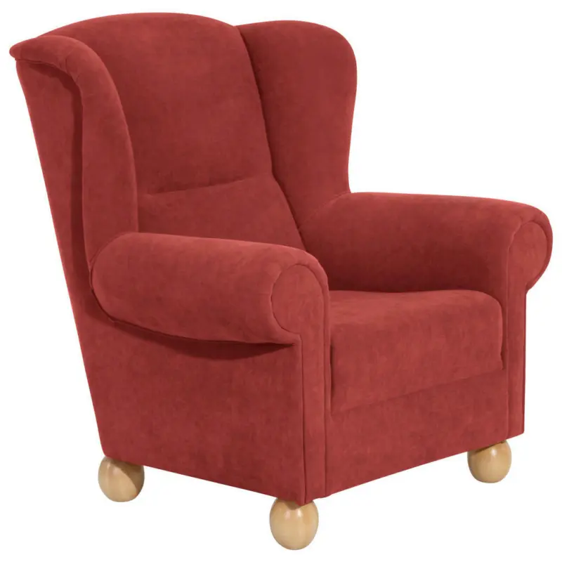 Ohrensessel in Velours Terracotta