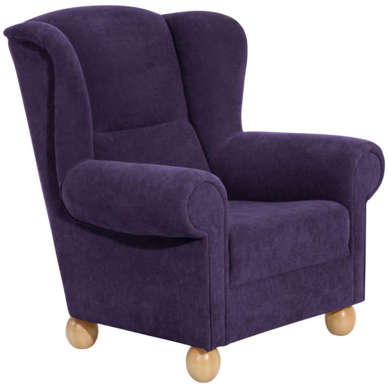 Ohrensessel in Velours Violett