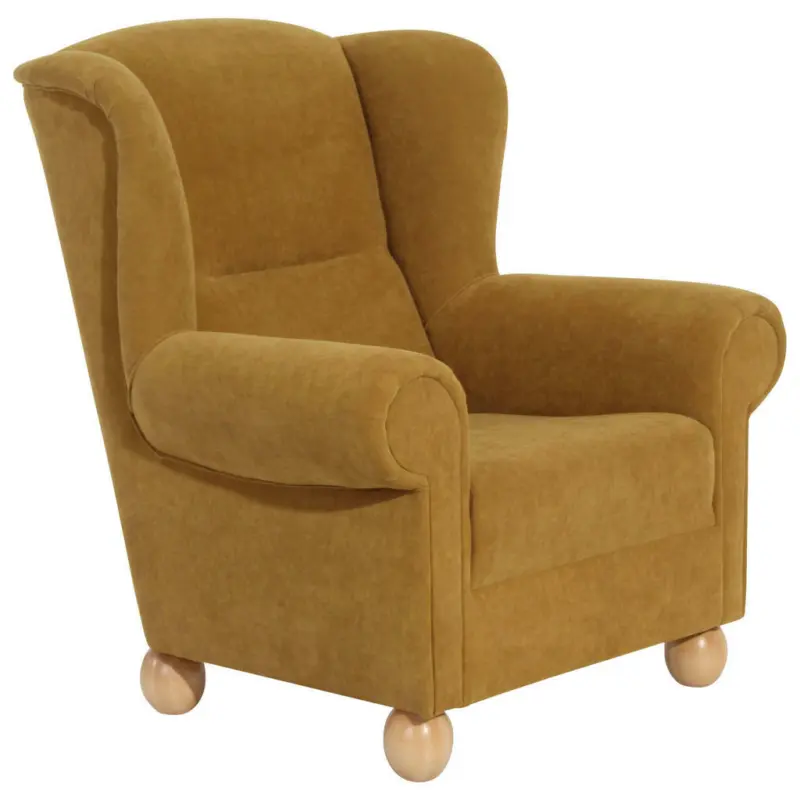 Ohrensessel in Velours Gelb