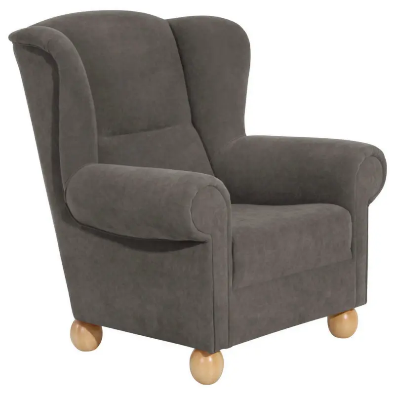 Ohrensessel in Velours Grau