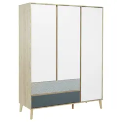 Dreht&uuml;renschrank in Wei&szlig;, Eichefarben