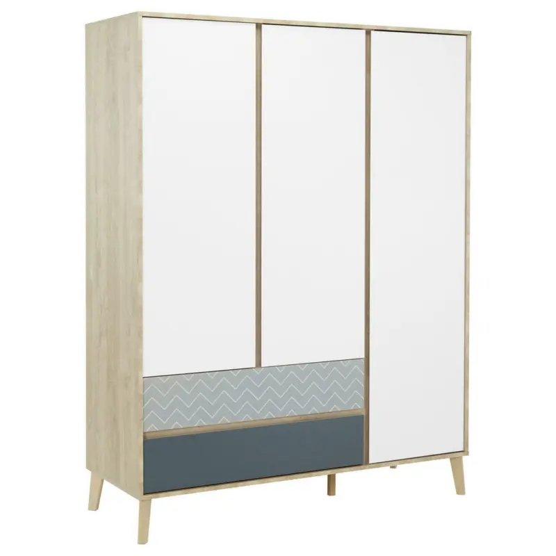 Dreht&uuml;renschrank in Wei&szlig;, Eichefarben