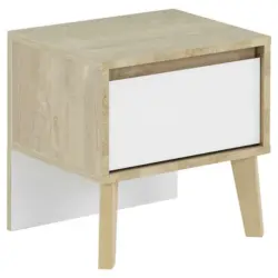 Nachtkästchen in Weiß, Eichefarben