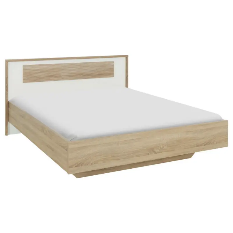 Bett 180/200 cm in Sonoma Eiche, Weiß Hochglanz