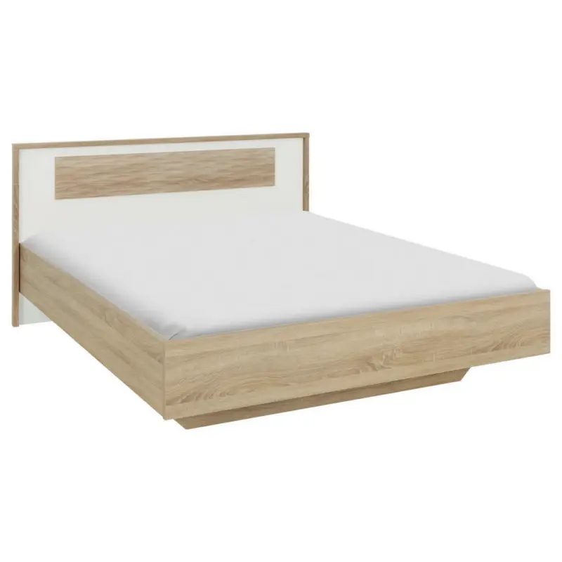 Bett 140/200 cm in Sonoma Eiche, Weiß Hochglanz
