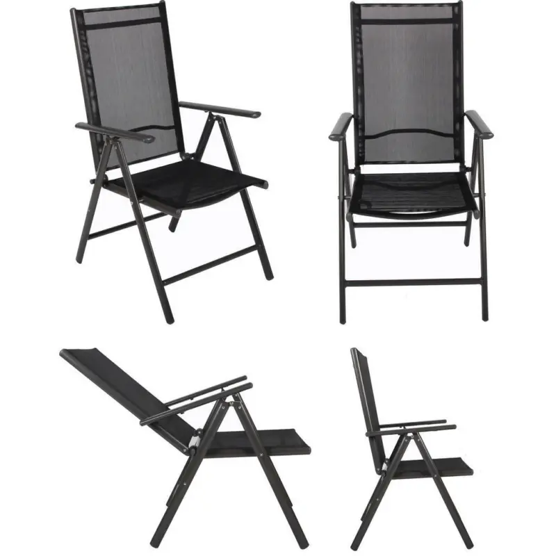 Gartenstuhl-Set Metall, Textil Anthrazit