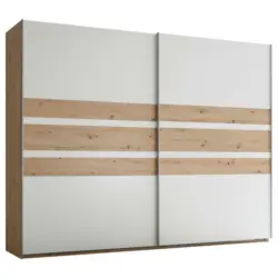 Schiebetürenschrank in Weiß, Eiche Artisan
