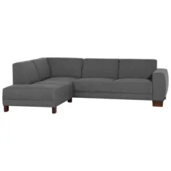Ecksofa in Flachgewebe, Leinenoptik Anthrazit