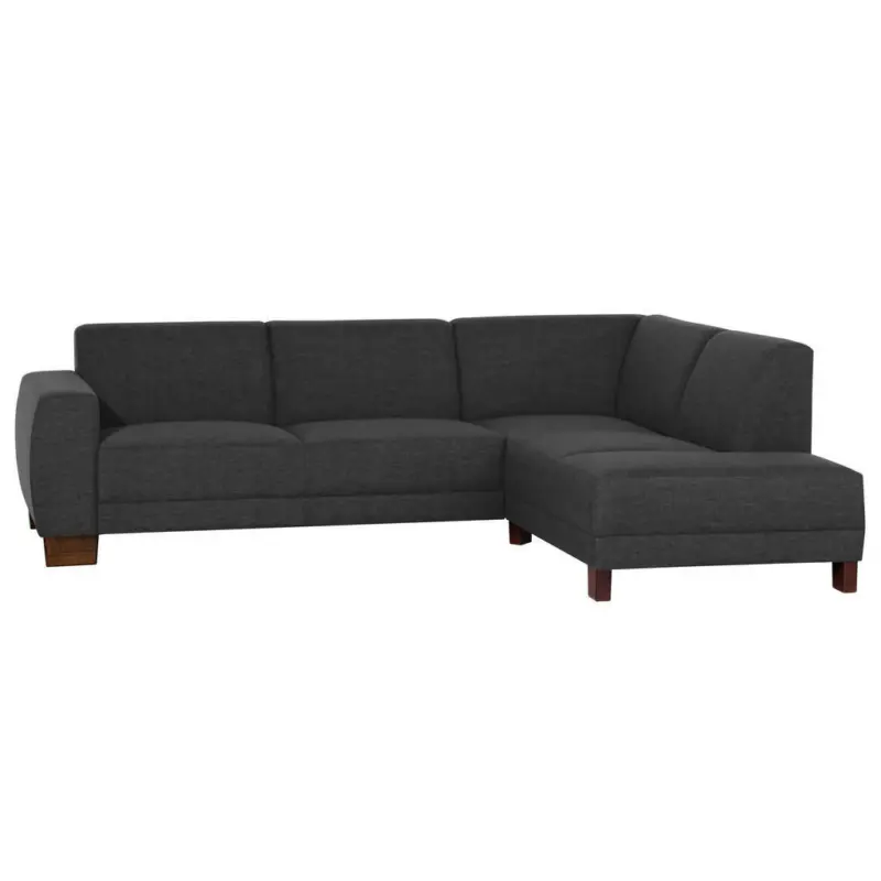 Ecksofa in Flachgewebe, Leinenoptik Schwarz