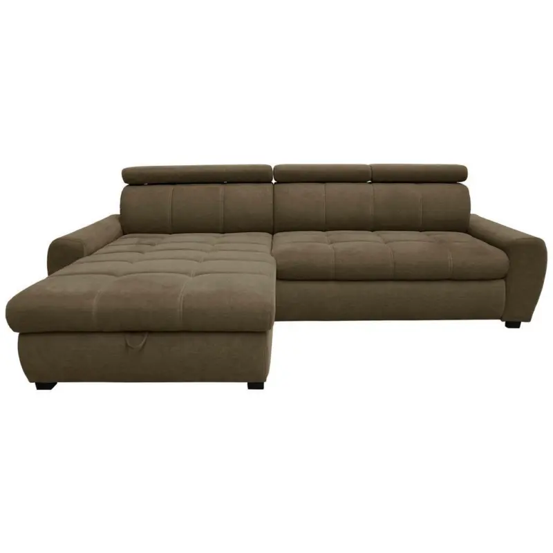 Ecksofa in Webstoff Hellbraun