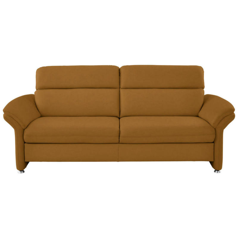 Dreisitzer-Sofa in Leder Gelb