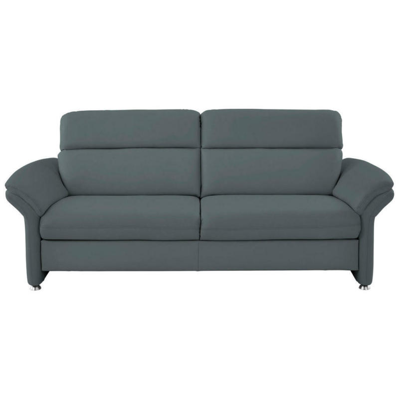 Dreisitzer-Sofa in Leder Blau, Grau