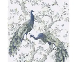 Vliestapete 113397 Laura Ashley Belvedere Pfau Beige Blau